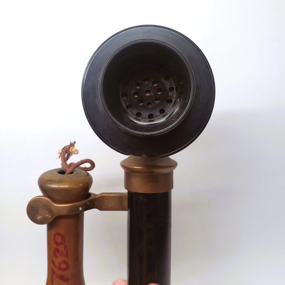 Antique Non Dialing Candlestick Phone Telephone Brass Bakelite PL 234 No 22 - Picture 5 of 16